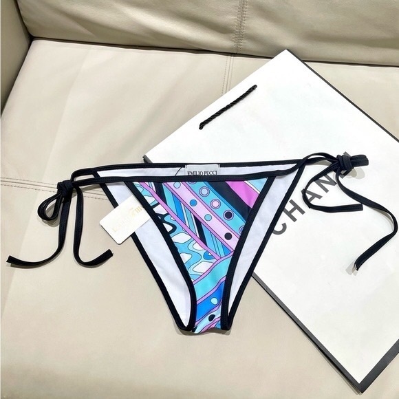 Emilio Pucci Pastel Blue & Purple Geometric Tie-Side Bikini - Picture 4 of 4
